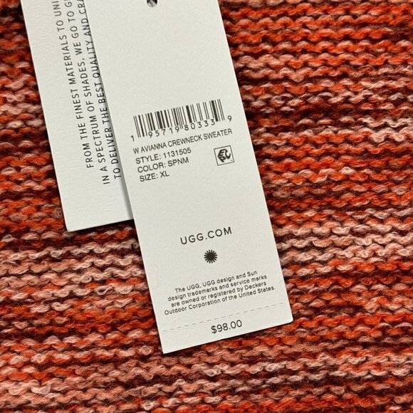 UGG Women Avianna Wool Blend Pullover Sweater Crew Neck Salmon Pink XL - Picture 5 of 10